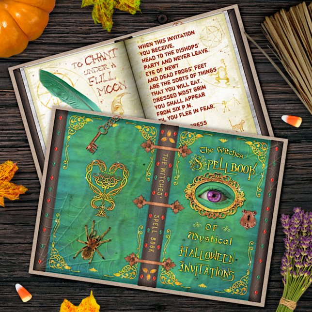 Halloween Hexen Zauberzauber Buch Eyeball Party Einladung (Von Creator hochgeladen)