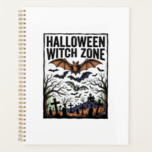 Halloween-Hexen-Zone Vintage-Friedhofs-Fledermäuse Planer