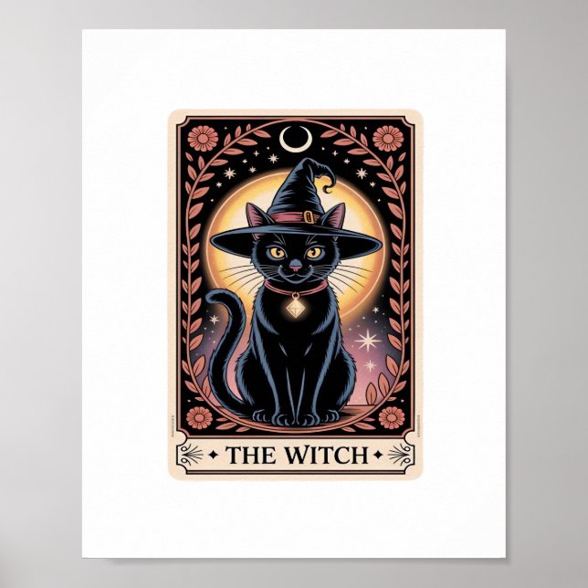 Halloween Hexenaesthetic Cat Lovers Gothic Tarot Poster (Vorne)