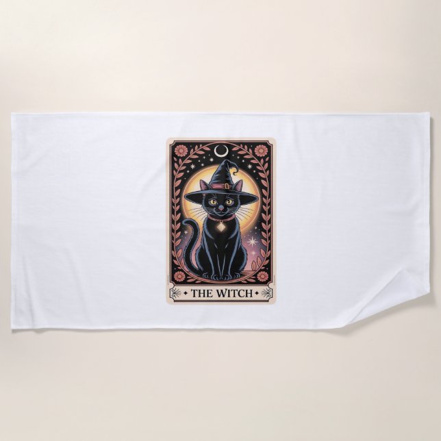 Halloween Hexenaesthetic Cat Lovers Gothic Tarot Strandtuch (Vorderseite)