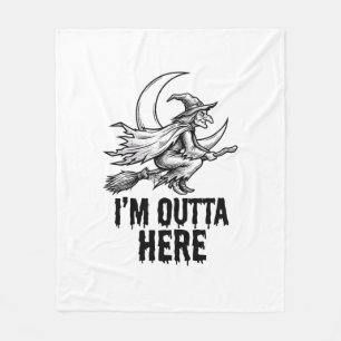 Halloween Hexenbesen Lustige Vintage-Gravur Desi Fleecedecke