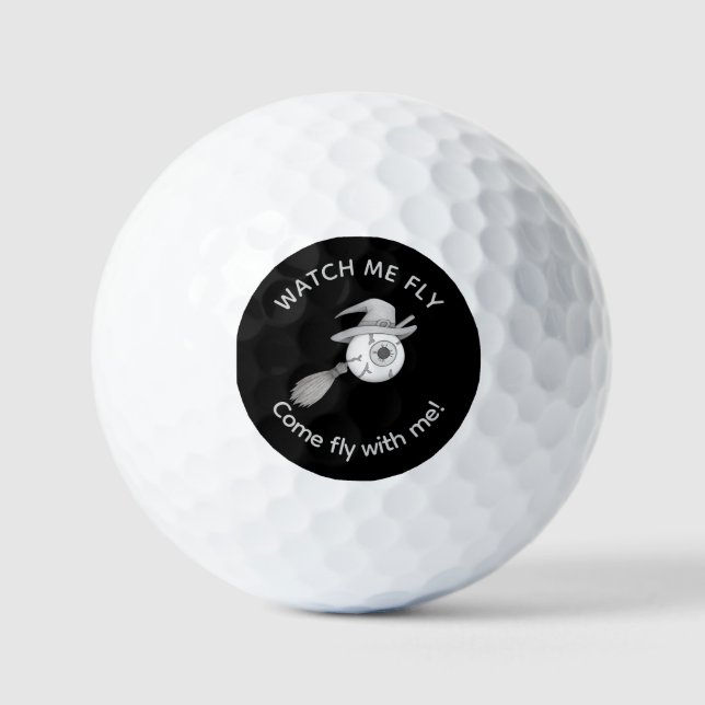 Halloween-Hexenbesen und beängstigendes Augenbraue Golfball (Vorderseite)