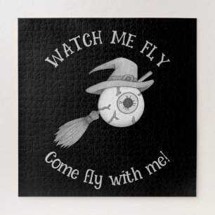 Halloween-Hexenbesen und beängstigendes Augenbraue Puzzle