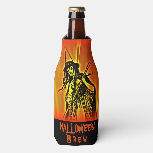 Halloween Hexenbrauenflasche Flaschenkühler (Flaschenvorderseite)