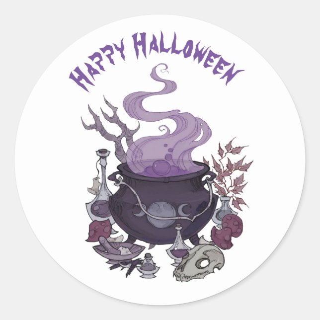 Halloween Hexenbrew Runder Aufkleber (Vorderseite)