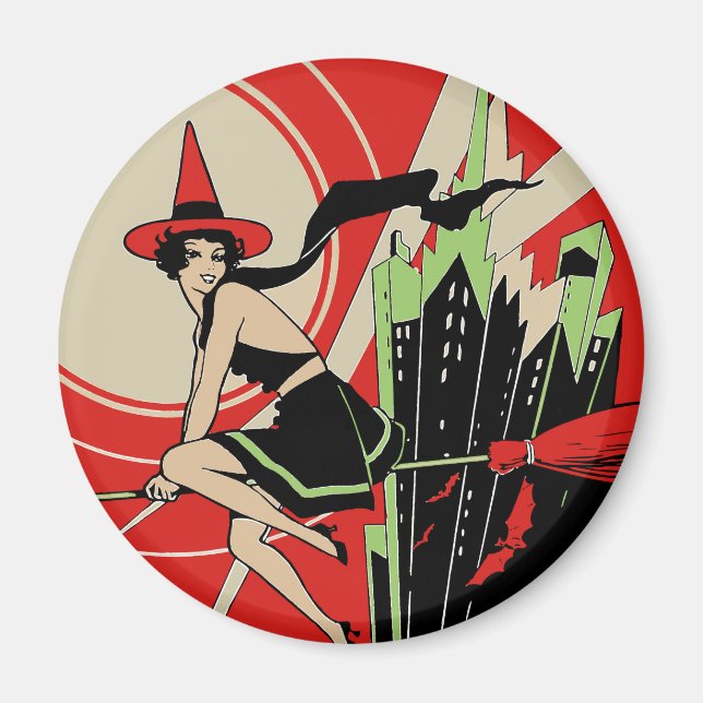 Halloween Hexenfliegen (Vintag) Magnet (Vorne)