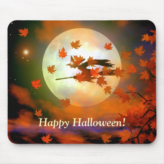 Halloween-Hexenflug Mousepad (Vorne)