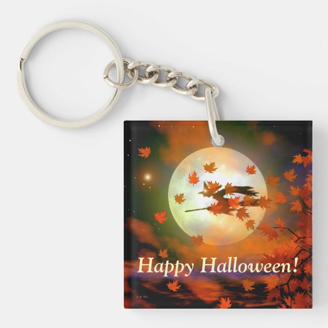 Halloween-Hexenflug Schlüsselanhänger (Vorderseite)