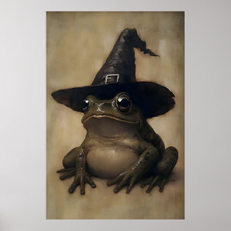 Halloween-Hexenfrosch-Vintage-Gemälde, Halloween Poster