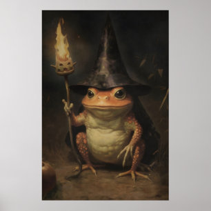 Halloween-Hexenfrosch-Vintage-Gemälde, Halloween Poster