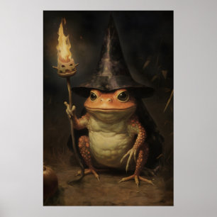 Halloween-Hexenfrosch-Vintage-Gemälde, Halloween Poster