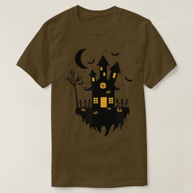 Halloween Hexenhaus am nächtlichen T - Shirt (Design vorne)