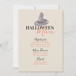 Halloween-Hexenhut-Geburtstagsfeier-Menü Feiertagskarte