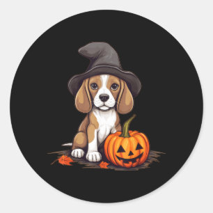 Halloween Hexenhut Kürbis Hund Beagle Runder Aufkleber