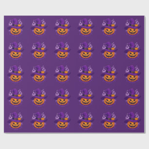 Halloween-Hexenhut-Kürbis Jack-O'-Lantern-Aufklebe Geschenkpapier