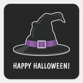 Halloween Hexenhut mit Lila und benutzerdefinierte Quadratischer Aufkleber