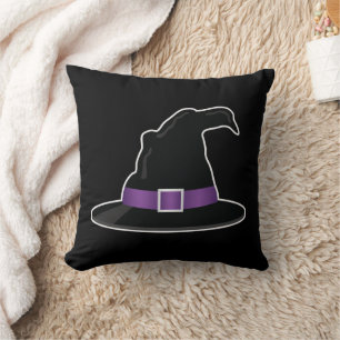 Halloween-Hexenhut mit violetten Details Schwarz Kissen