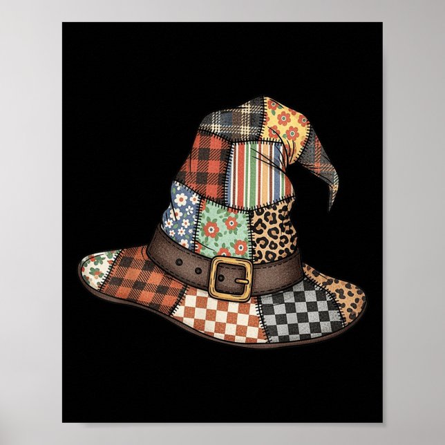 Halloween Hexenhut Patchwork Floral Soky Saison A Poster (Vorne)