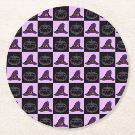 Halloween Hexenhut Pumpkin-Gesichtspunkt Spooky Mu Runder Pappuntersetzer