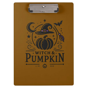 Halloween Hexenhut und Pumpkin Design Magic Art Klemmbrett