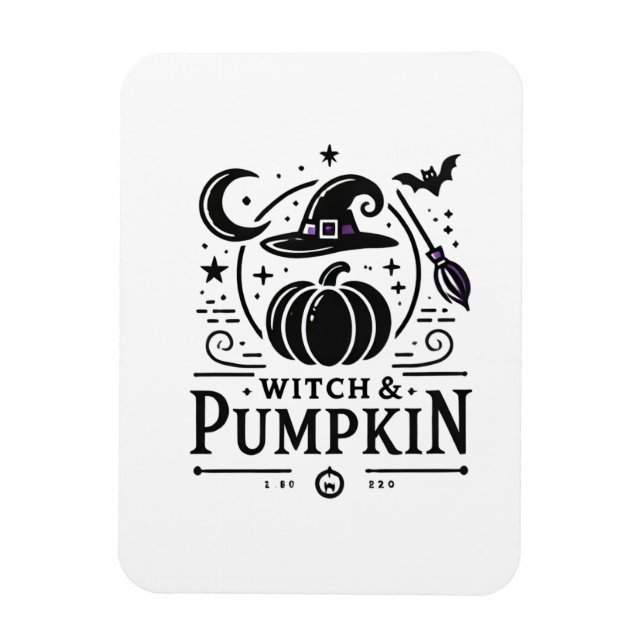 Halloween Hexenhut und Pumpkin Design Magic Art Magnet (Vertikal)