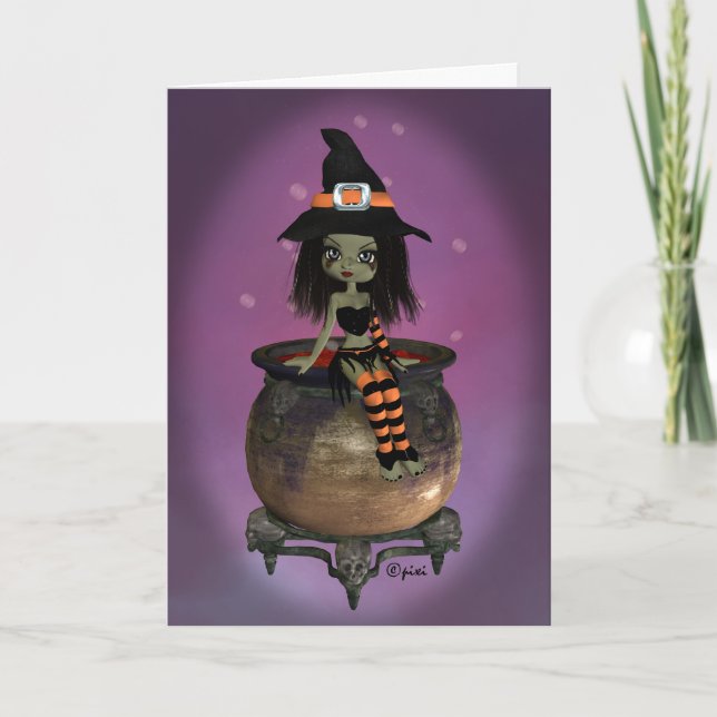 Halloween Hexenkarte Karte (Vorderseite)