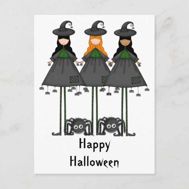 Halloween Hexenkarte Postkarte (Vorderseite)