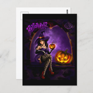 Halloween-Hexenkarte Postkarte