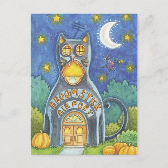 Halloween Hexenkarte Postkarte (Vorderseite)
