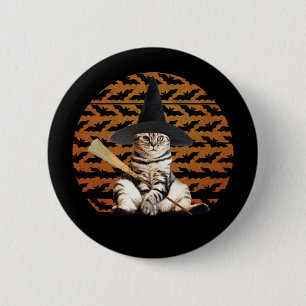 Halloween Hexenkatze Button