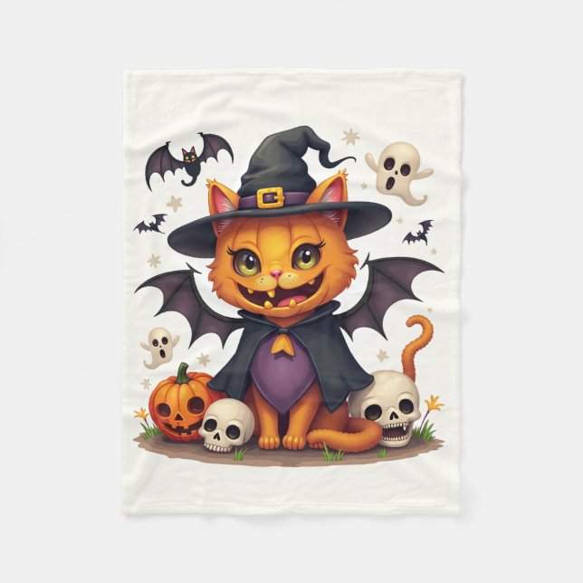 Halloween Hexenkatze Fleece Blanket (Vorderseite)