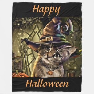 Halloween Hexenkatze Fleecedecke