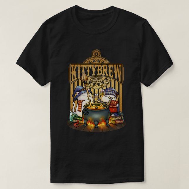 Halloween Hexenkatze Kitty Brew T-Shirt (Design vorne)