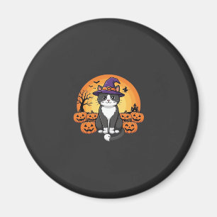 Halloween Hexenkatze Kürbis Mond Design_1 Magnet
