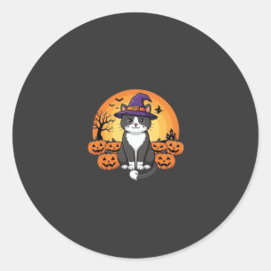 Halloween Hexenkatze Kürbis Mond Design_1 Runder Aufkleber