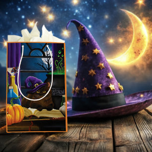 Halloween Hexenkatze Lila Magie Mittlere Geschenktüte