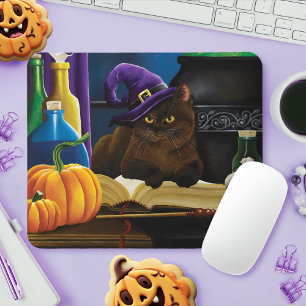 Halloween Hexenkatze Lila Magie Mousepad
