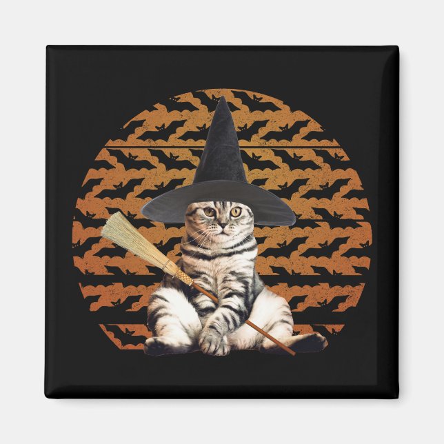 Halloween Hexenkatze Magnet (Vorne)