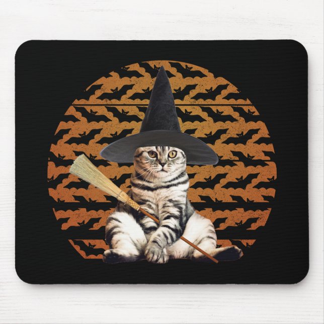 Halloween Hexenkatze Mousepad (Vorne)