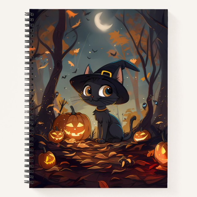 Halloween Hexenkatze Notizbuch (Vorderseite)