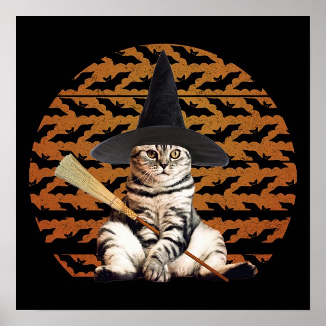 Halloween Hexenkatze Poster (Vorne)