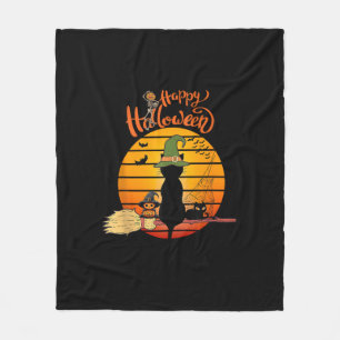 Halloween Hexenkatze Pumpkin Skeleton Bat Beängsti Fleecedecke