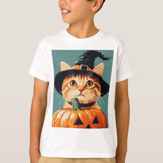 Halloween Hexenkatze Pumpkin Spooky Jahreszeit T-Shirt
