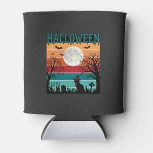 Halloween Hexenkatze Spinnennetz Mond Friedhof_1_1 Dosenkühler