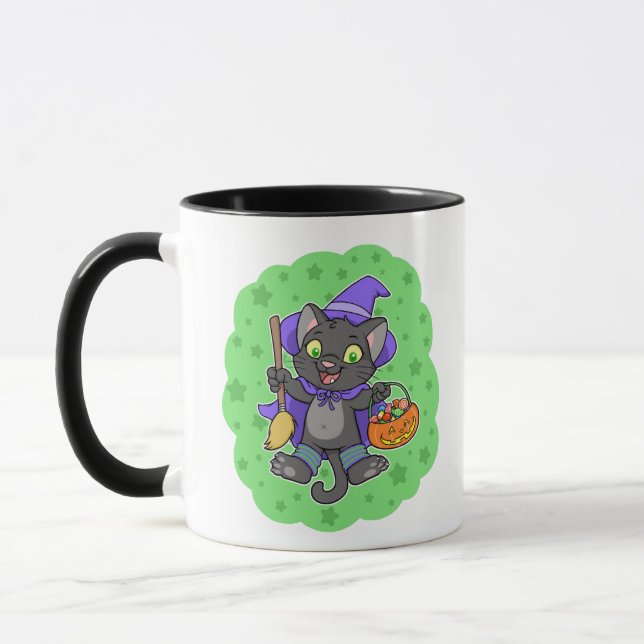 Halloween-Hexenkatze-Tasse Tasse (Links)