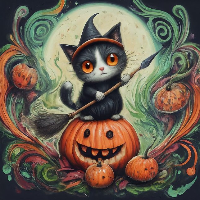 Halloween Hexenkatze und KürbisHallowee Serviette (Von Creator hochgeladen)