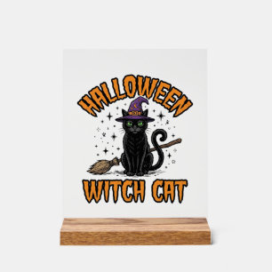 Halloween-Hexenkatze Vintage-Stich-Design_1 Acrylschild