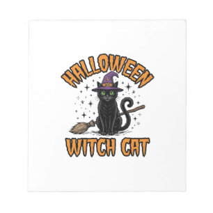 Halloween-Hexenkatze Vintage-Stich-Design_1 Notizblock