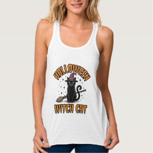 Halloween-Hexenkatze Vintage-Stich-Design_1 Tank Top