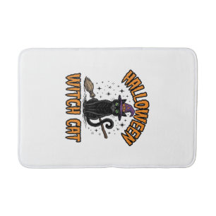 Halloween-Hexenkatze Vintage-Stichdesign_1 Badematte